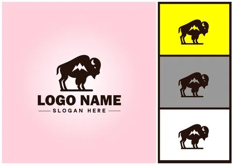 Bison logo vector art icon graphics for business brand icon bison logo template Stock Illustration