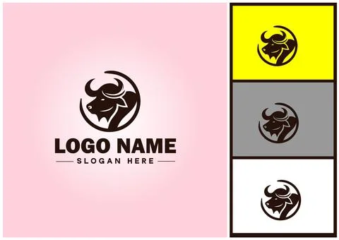 Bison logo vector art icon graphics for business brand icon bison logo template Stock Illustration