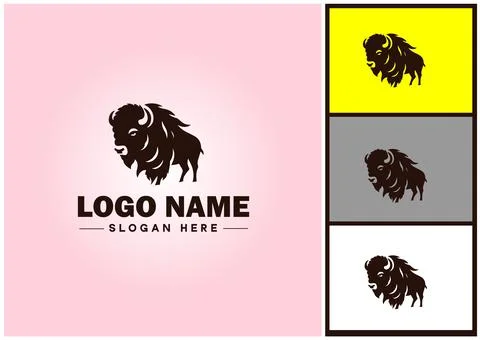 Bison logo vector art icon graphics for business brand icon bison logo template Stock Illustration