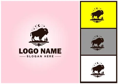 Bison logo vector art icon graphics for business brand icon bison logo template Stock Illustration