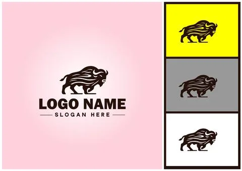 Bison logo vector art icon graphics for business brand icon bison logo template Stock Illustration