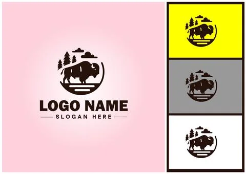 Bison logo vector art icon graphics for business brand icon bison logo template Stock Illustration