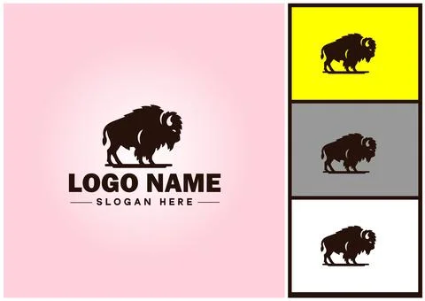 Bison logo vector art icon graphics for business brand icon bison logo template Stock Illustration