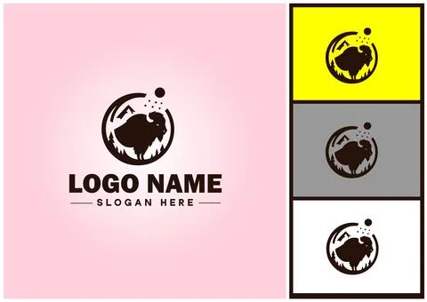 Bison logo vector art icon graphics for business brand icon bison logo template Stock Illustration