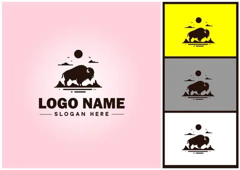 Bison logo vector art icon graphics for business brand icon bison logo template Stock Illustration