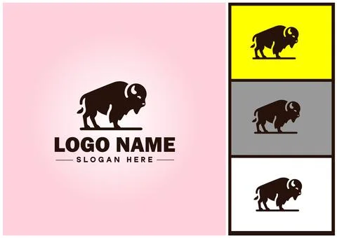 Bison logo vector art icon graphics for business brand icon bison logo template Stock Illustration