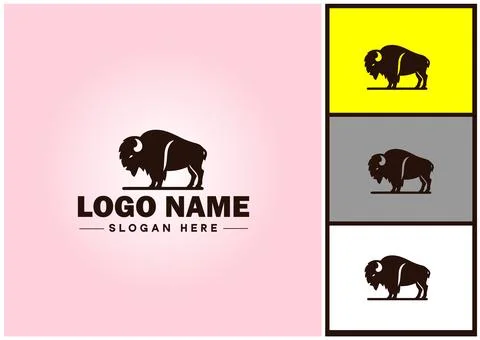 Bison logo vector art icon graphics for business brand icon bison logo template Stock Illustration