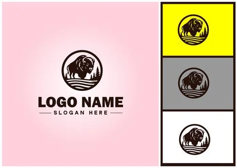 Bison logo vector art icon graphics for business brand icon bison logo template Stock Illustration