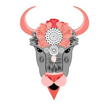 Bison with ornament Illustrazione stock