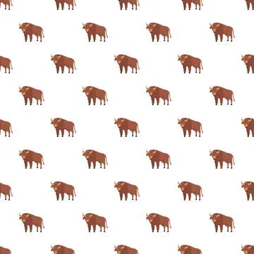 Bison pattern repeating on a white background Stock Illustration