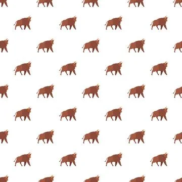 Bison repeating pattern on white background Stock Illustration