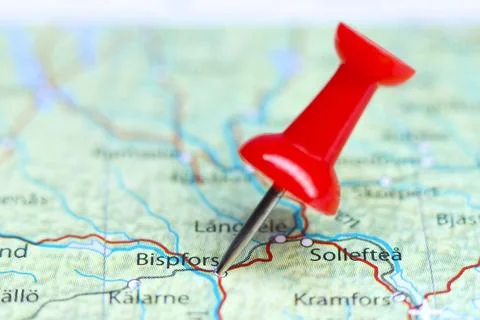 Bispfors, Sweden pin on map Stock-Fotos