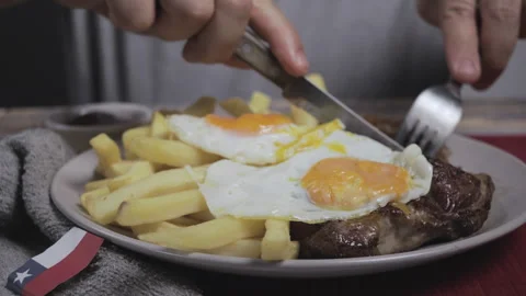 Bistec a lo pobre with Diner Stock Footage 276200545