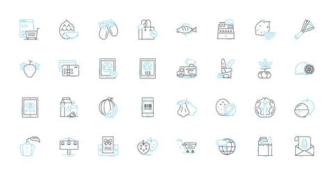 Bistro linear icons set. Intimate, Parisian, Rustic, Cozy, Elegant, French, Chic Stock Illustration