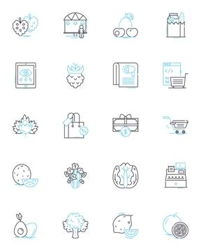Bistro linear icons set. Intimate, Parisian, Rustic, Cozy, Elegant, French, Chic Stock Illustration