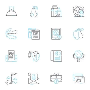 Bistro linear icons set. Intimate, Parisian, Rustic, Cozy, Elegant, French, Chic イラスト素材