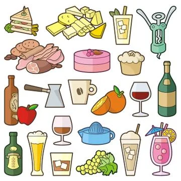 Bistro Menu Icon Set Stock Illustration