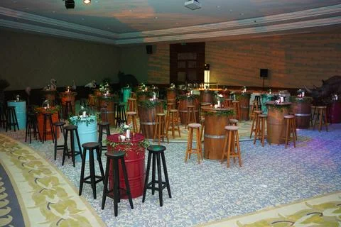 Bistro table setup Stock Photos