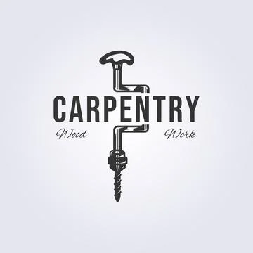 Bit and brace hand drill logo, carpentry symbol icon vector illustration desi Stock Illustration