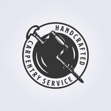 Bit and brace hand drill tool logo, carpentry symbol vector illustration desi Stock Illustration