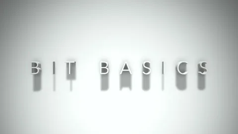Bit basics 3D title animation with shadows on a white background Stock Footage 297015828