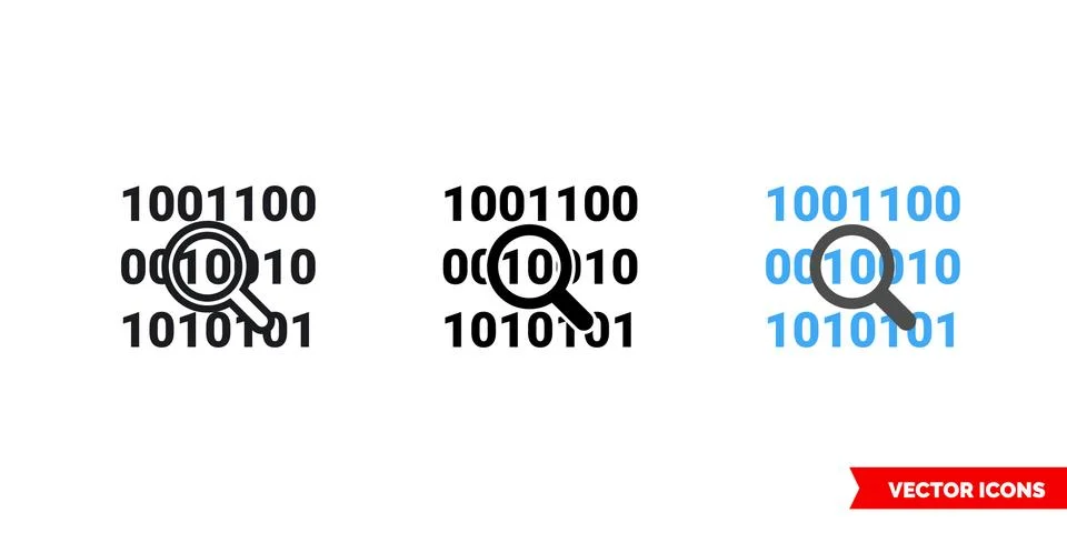 Bit byte icon of 3 types color, black and white, outline. Isolated vector sign Stock Illustration