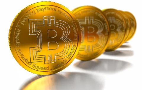 Bit coin BTC the new virtual mone, 3d render Stock Illustration