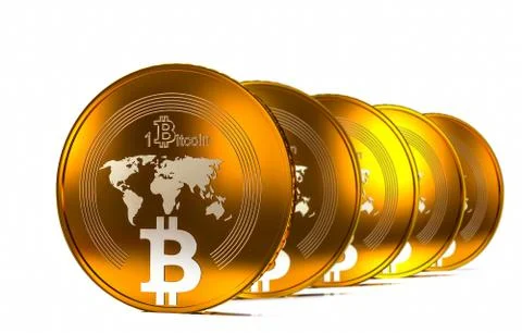 Bit coin BTC the new virtual mone, 3d render Stock Illustration