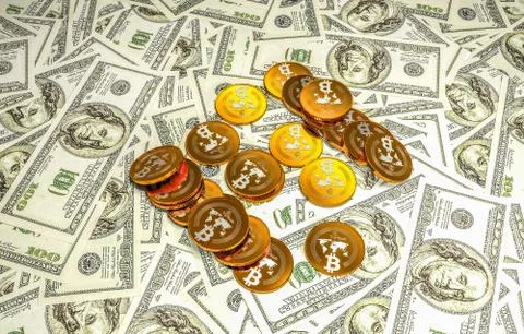 Bit coin BTC the new virtual mone, 3d render Illustrazione stock