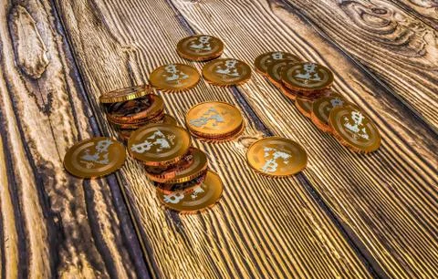 Bit coin BTC the new virtual mone, 3d render Illustrazione stock