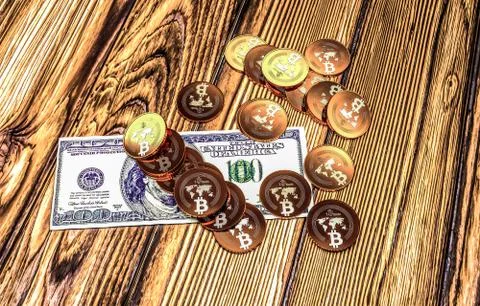 Bit coin BTC the new virtual mone, 3d render Illustrazione stock