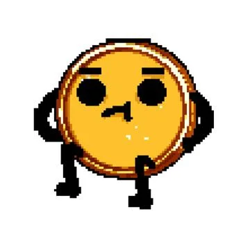 Bit coin character pixel art vector illustration Ilustração Stock