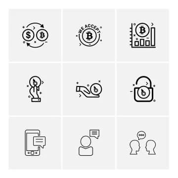 Bit coin ,  crypto currency , graph , chart , lock , unlock , mobile , chat , Stock Illustration