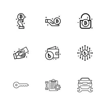 Bit coin , crypto currency , ic, wallet , money, car , repairing , clipboard  イラスト素材