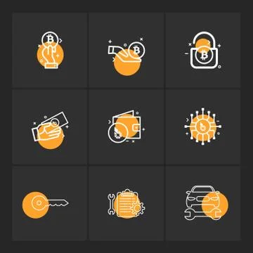 Bit coin , crypto currency , ic, wallet , money, car , repairing , clipboard  イラスト素材