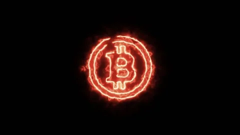 Bit coin cryptocurrency seamless fire animation Stock Footage 201980069
