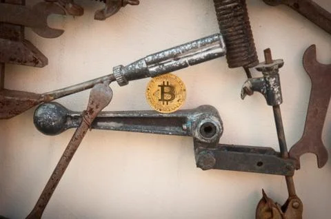 Bit coin with different tools Fotos de archivo