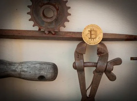 Bit coin with different tools Fotos de archivo