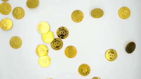 Bit coin drop from top to ground for money concept. Stock Footage 205557337