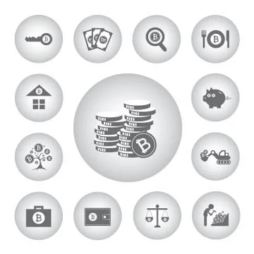 Bit coin icon set Stock Illustration