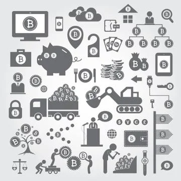 Bit coin icons Illustrazione stock