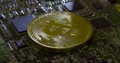 Bit Coin Mining Crypto Currency Silver And Gold Bitcoin Rotating Clockwise Stock Footage 204860442