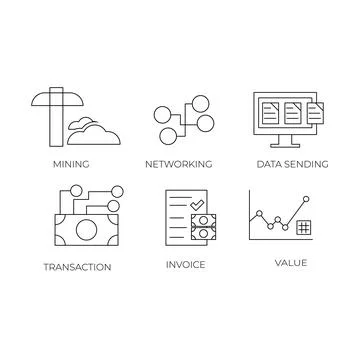 Bit Coin Mining Icon Set Vector Template, Unique Ideas. Stock Illustration