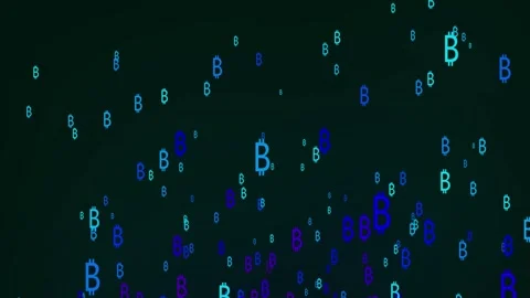 Bit coin sign Background. Flying Through Glowing Multiple Color Bit coin sign Stock Footage 261690884