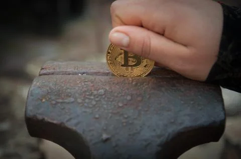 Bit coin in vice Fotos de archivo