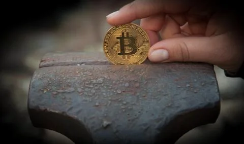 Bit coin in vice Stock Photos