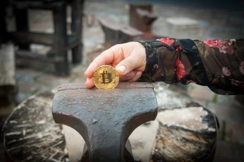 Bit coin in vice Fotos de archivo