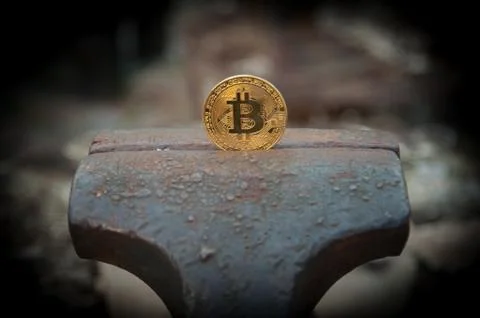 Bit coin in vice Stock Photos
