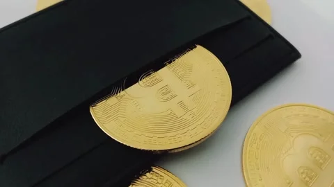Bit coin in wallet Stock Footage 329081017