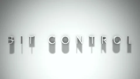 Bit control 3D title animation with shadows on a white background Stock Footage 297015832